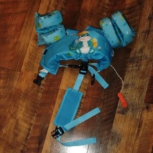 Kids Blue Swim Vest with Cartoon Design